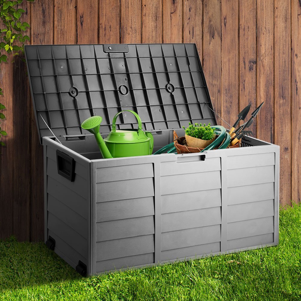 Outdoor Storage Box 290L Lockable Organiser Garden Deck Black