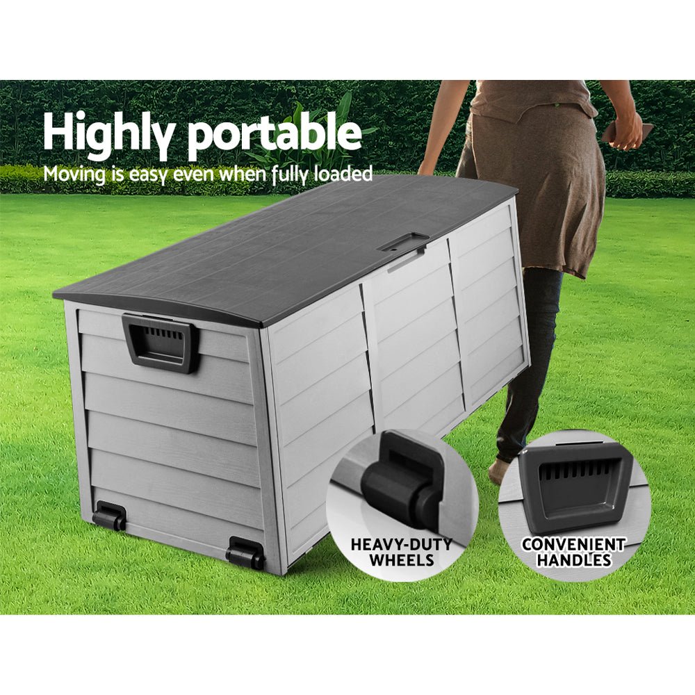 Outdoor Storage Box 290L Lockable Organiser Garden Deck Black