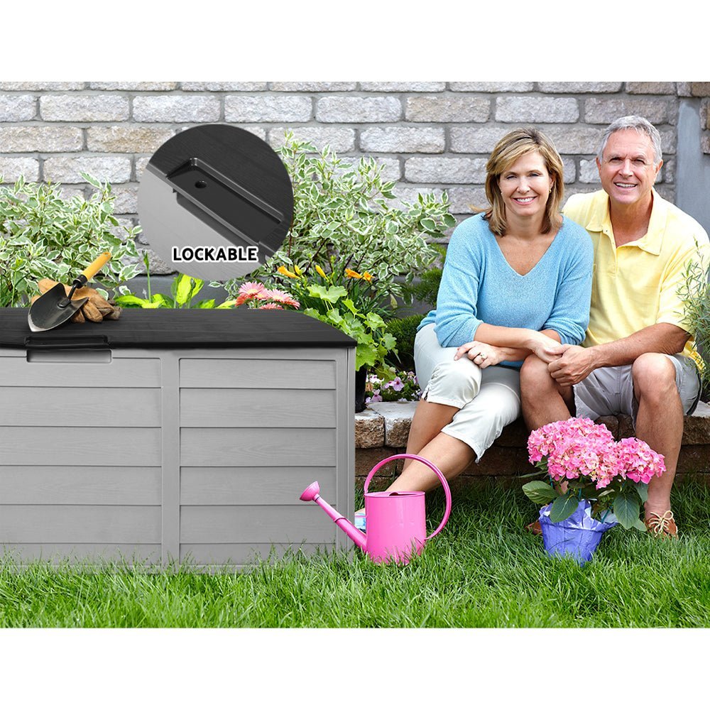 Outdoor Storage Box 290L Lockable Organiser Garden Deck Black