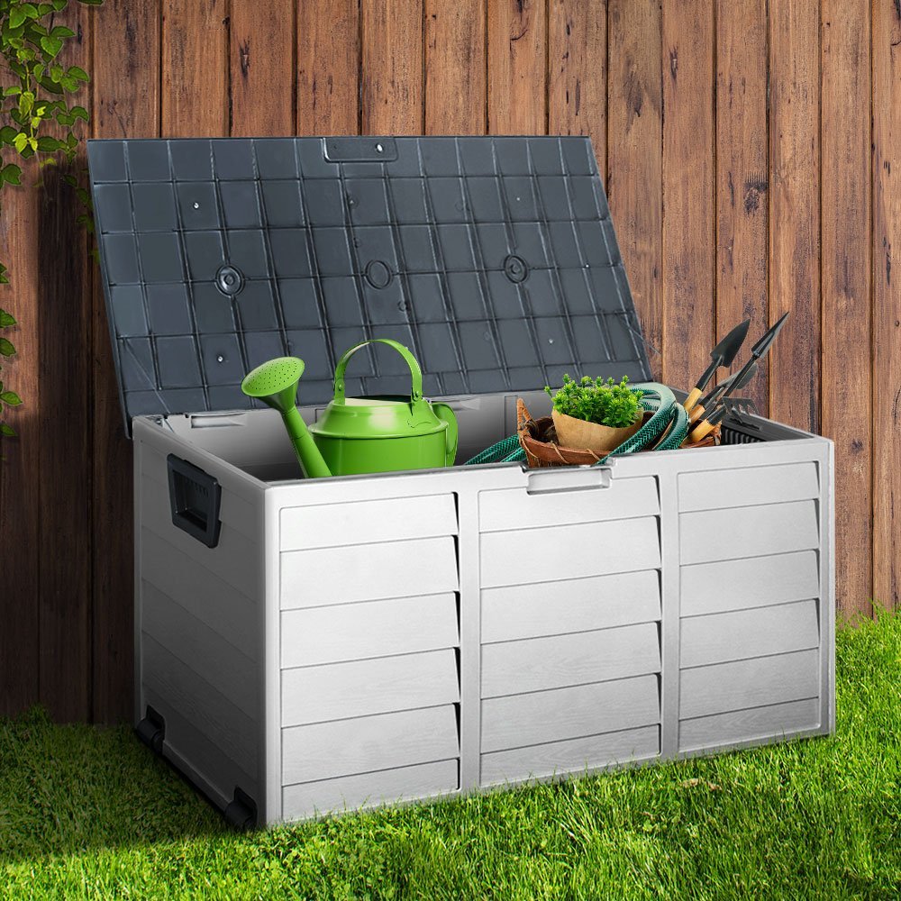 Outdoor Storage Box 290L Lockable Organiser Garden Deck Grey