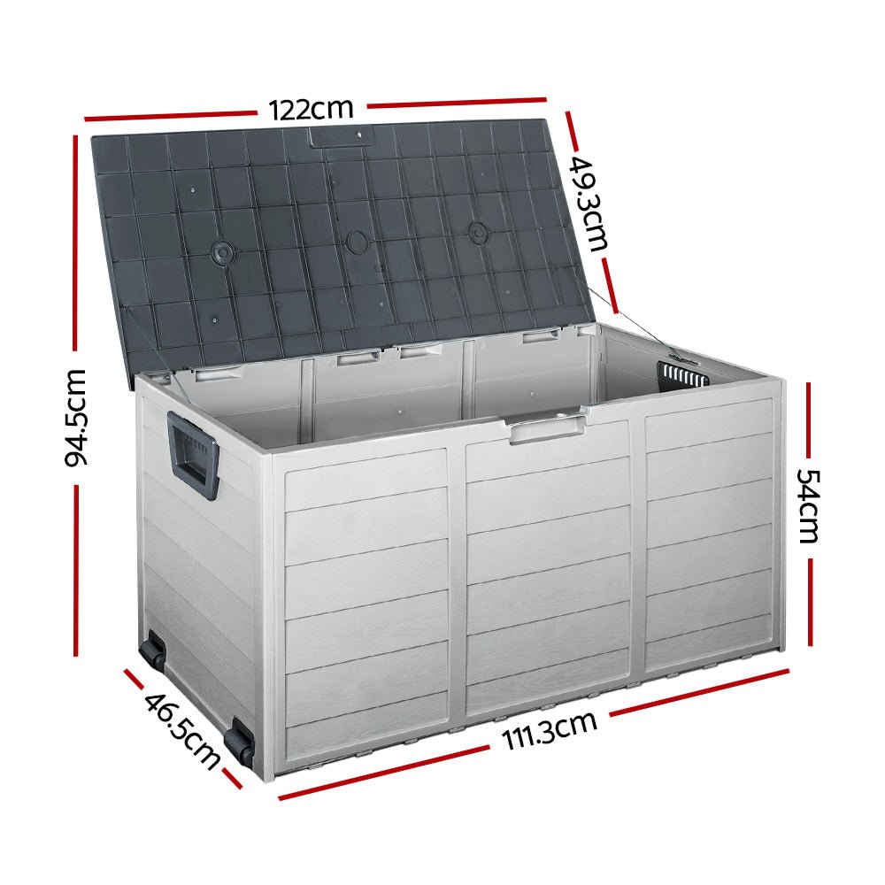 Outdoor Storage Box 290L Lockable Organiser Garden Deck Grey