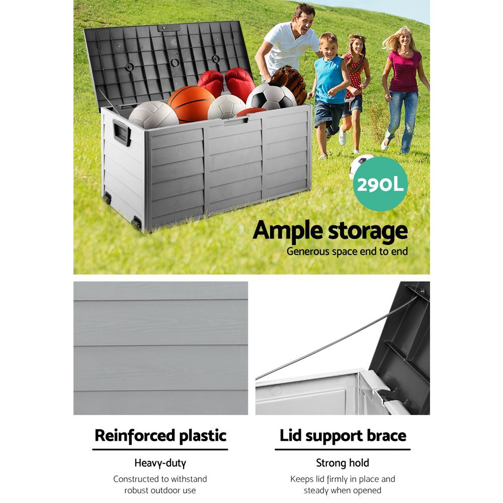 Outdoor Storage Box 290L Lockable Organiser Garden Deck Black