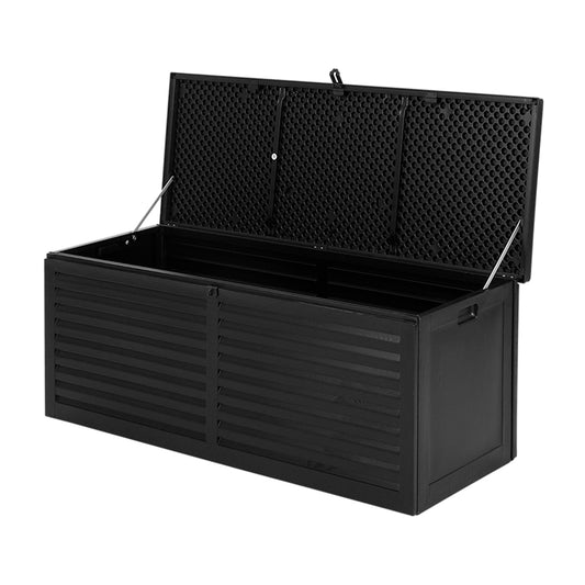 Outdoor Storage Box 390L Container Lockable Toy Deck Garden - Black