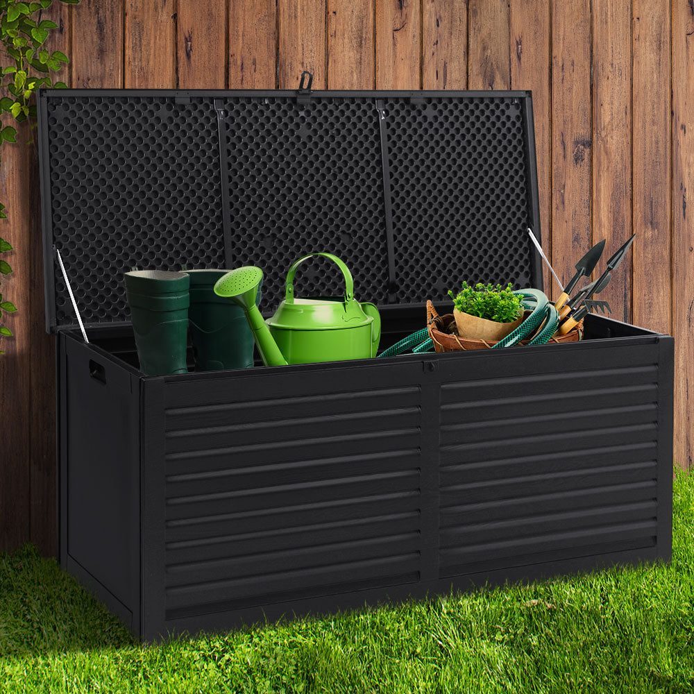 Outdoor Storage Box 490L Container Garden Toy Tool Sheds Chest Black