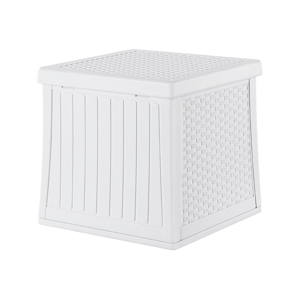56L Outdoor Storage Box | Lockable Cube Deck Box | White – Conch Outdoors