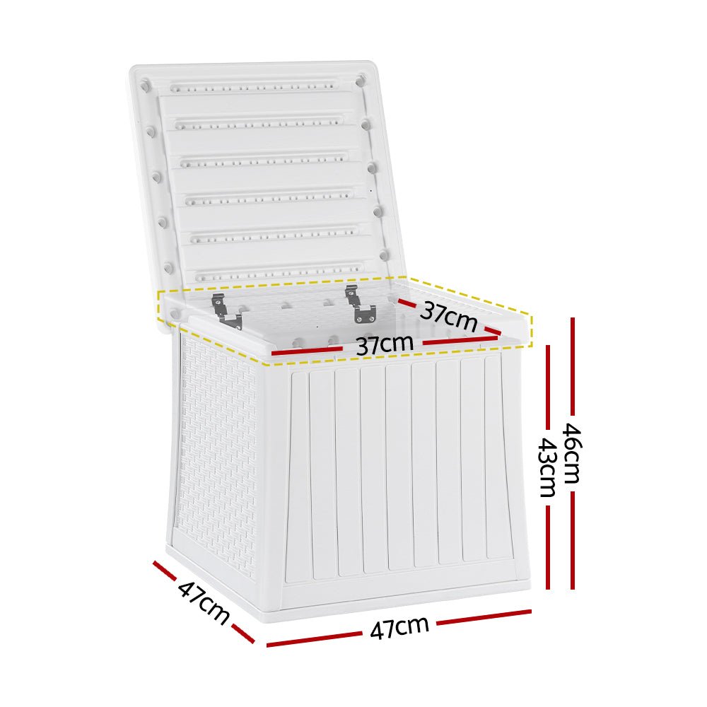 56L Outdoor Storage Box | Lockable Cube Deck Box | White – Conch Outdoors