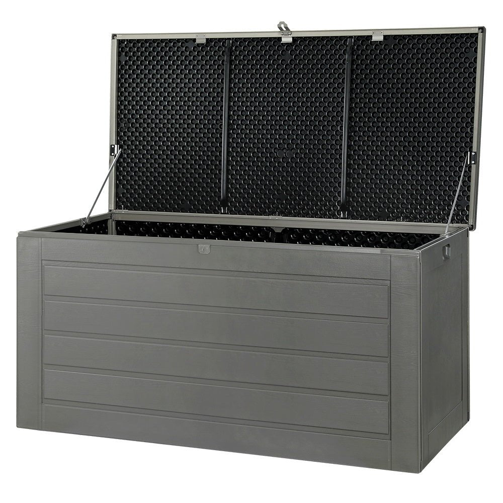 Outdoor Storage Box 680L Container Lockable Garden Bench Tool Shed Grey Black