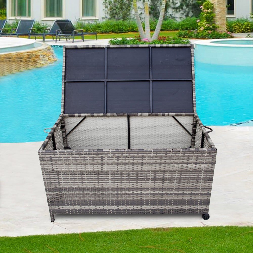 Outdoor Storage Box PE Wicker Garden 320L-Grey