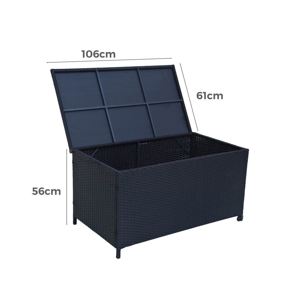 Outdoor Storage Box PE Wicker Garden 320L-Black