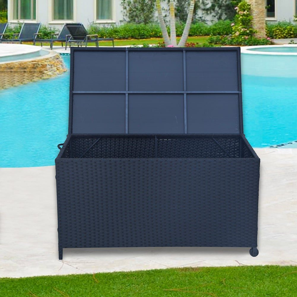 Outdoor Storage Box PE Wicker Garden 320L-Black