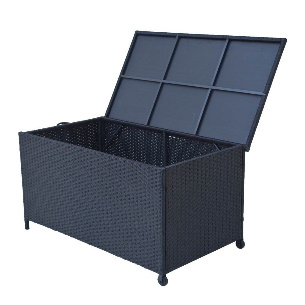 Outdoor Storage Box PE Wicker Garden 320L-Black