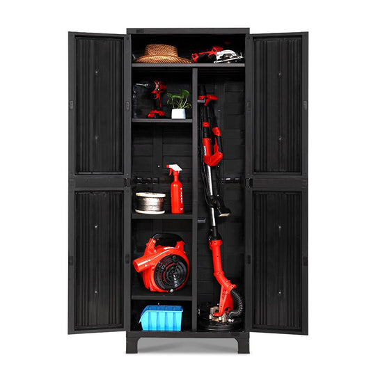 Outdoor Storage Cabinet Gardeon 173cm Box Lockable Cupboard Garage Black