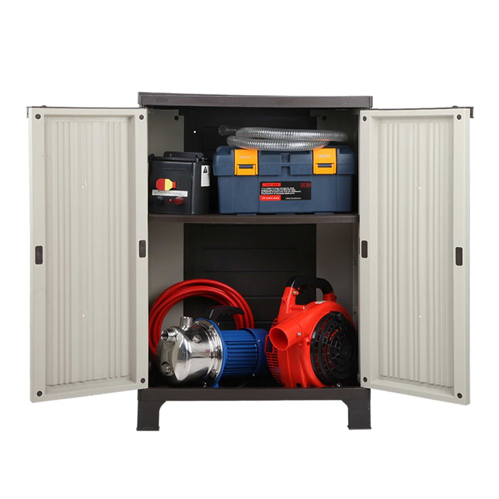 Outdoor Storage Cabinet Gardeon 92cm Box Lockable Cupboard Garage Beige
