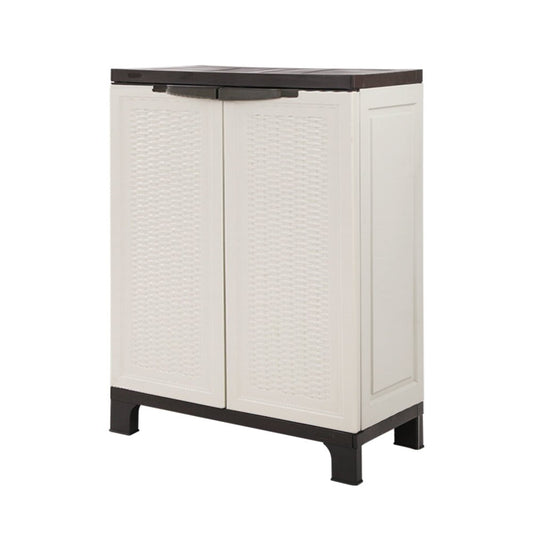 Outdoor Storage Cabinet Gardeon 92cm Box Lockable Cupboard Garage Rattan Beige