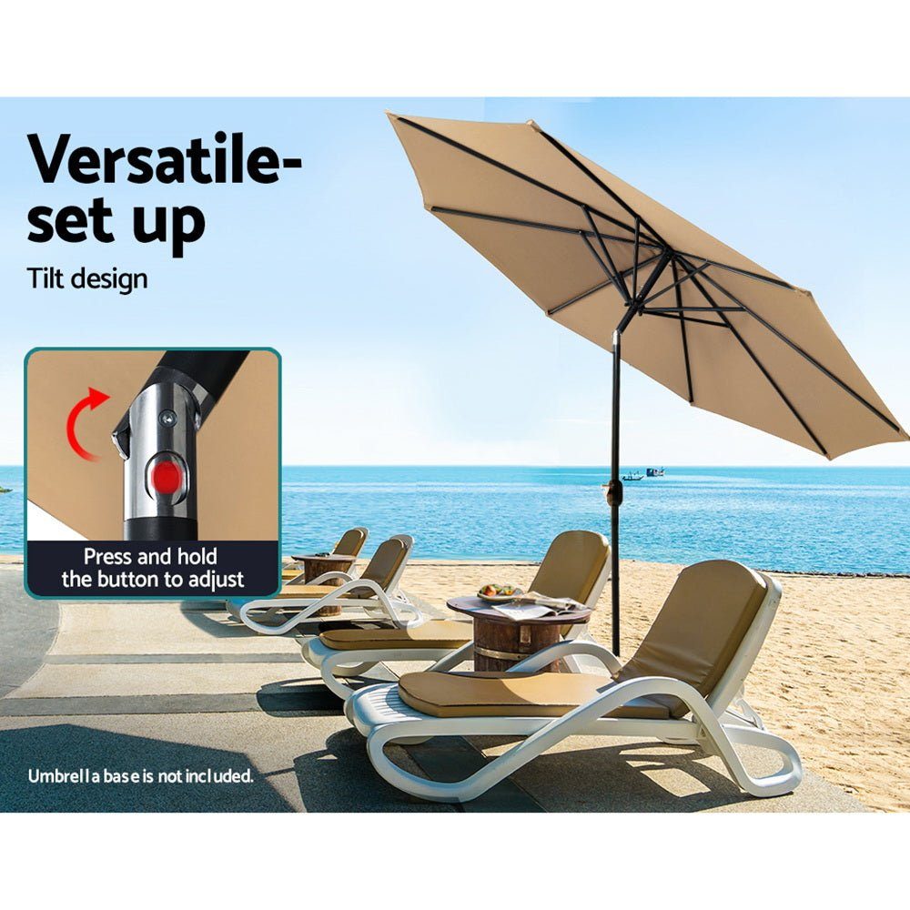 Outdoor Umbrella Tilt Steel Outdoor UV50+ 3m Canopy - Beige