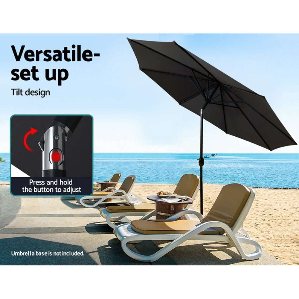 Outdoor Umbrella Tilt Steel Outdoor UV50+ 3m Canopy - Black