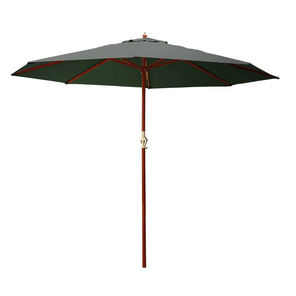 Outdoor Umbrella 3M with wooden pole and Charcoal canopy Outdoor