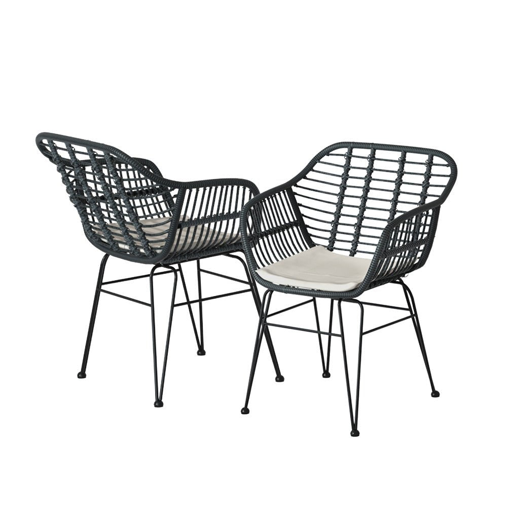 Patio Set 3PC Gardeon Outdoor Furniture Chat Set Outdoor Chairs Grey