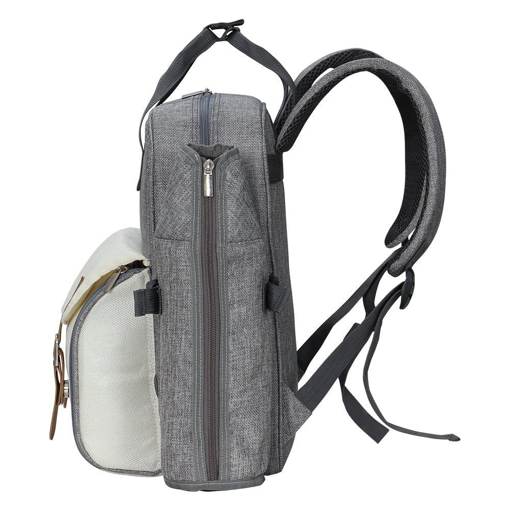 Picnic Basket Backpack Set Cooler Bag 4 Person Grey