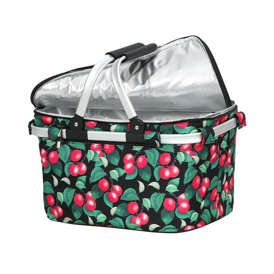 Picnic Basket Insulated Folding Bag Hamper Food - Berry Black