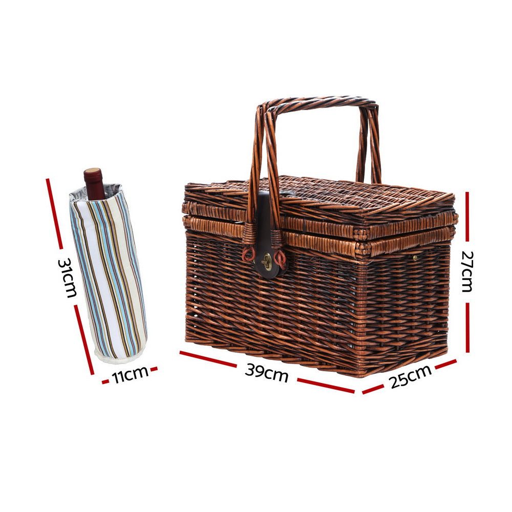 Picnic Basket Set Alfresco 4 Person Folding Insulated Wine Bag - Striped