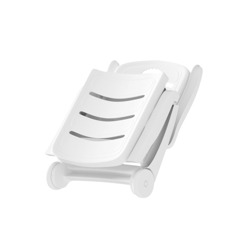 Sun Lounger Chair Folding Chaise Lounge Wheels Outdoor White