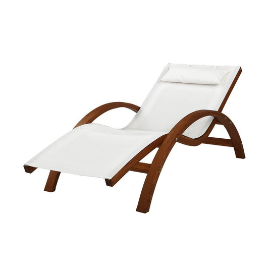 Sun Lounge Outdoor Furniture Patio Lounger Natural Larch Wood