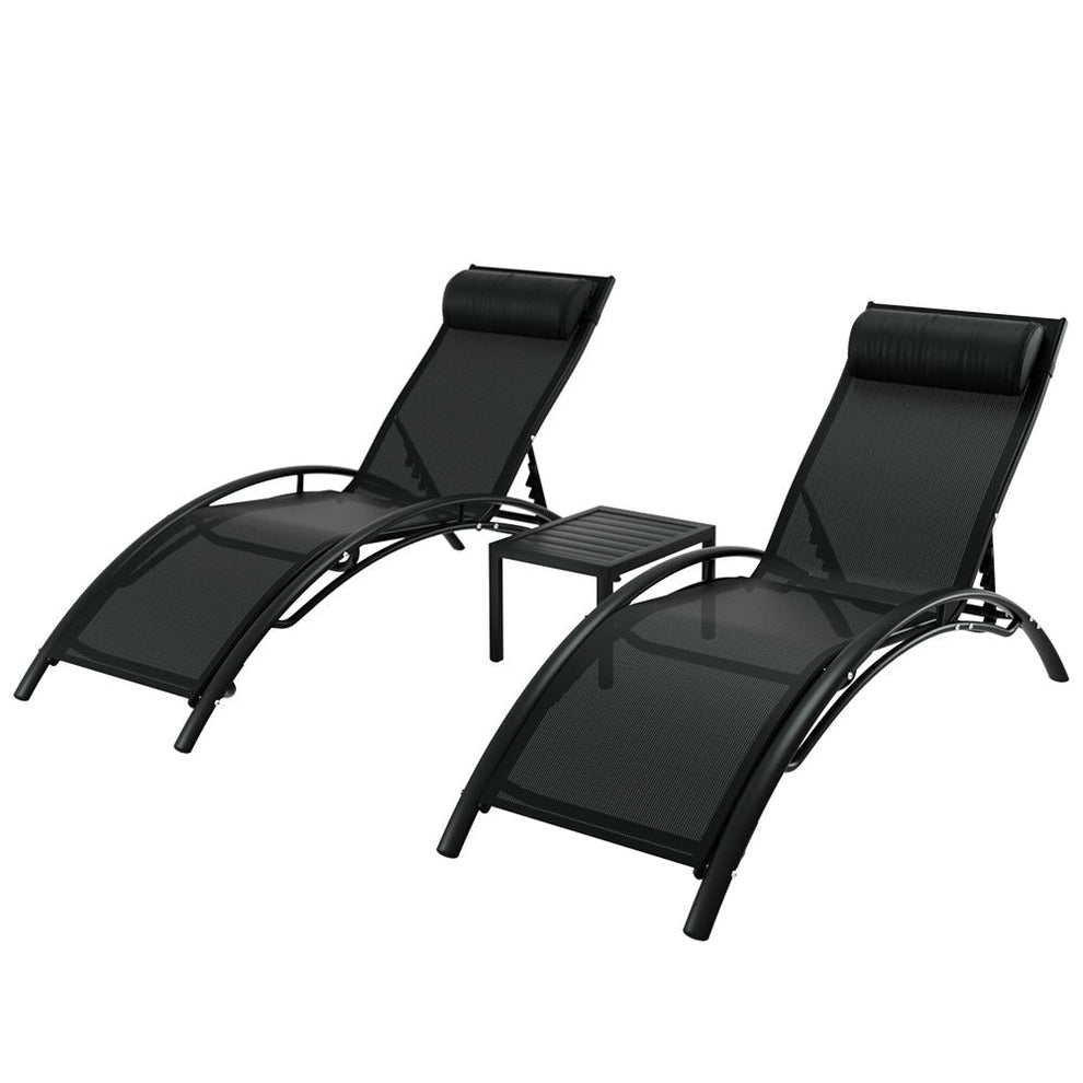 Sun Lounge Set Chaise Lounger 2 Chairs with Matching Table – Conch Outdoors