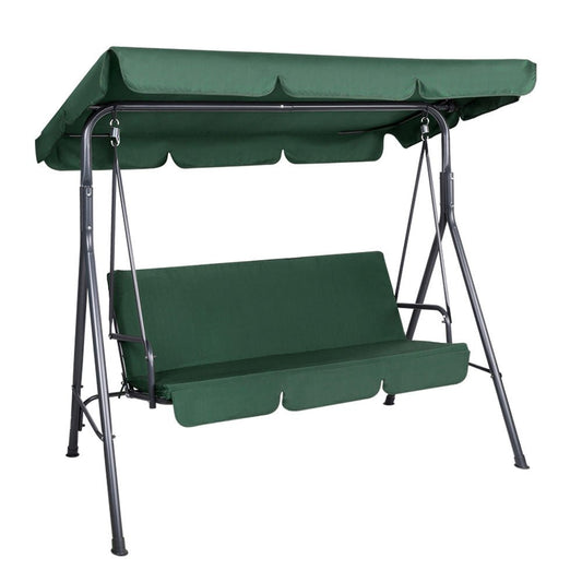 Swing Seat Gardeon Outdoor Swing Chair Canopy 3 Seat Beige Green