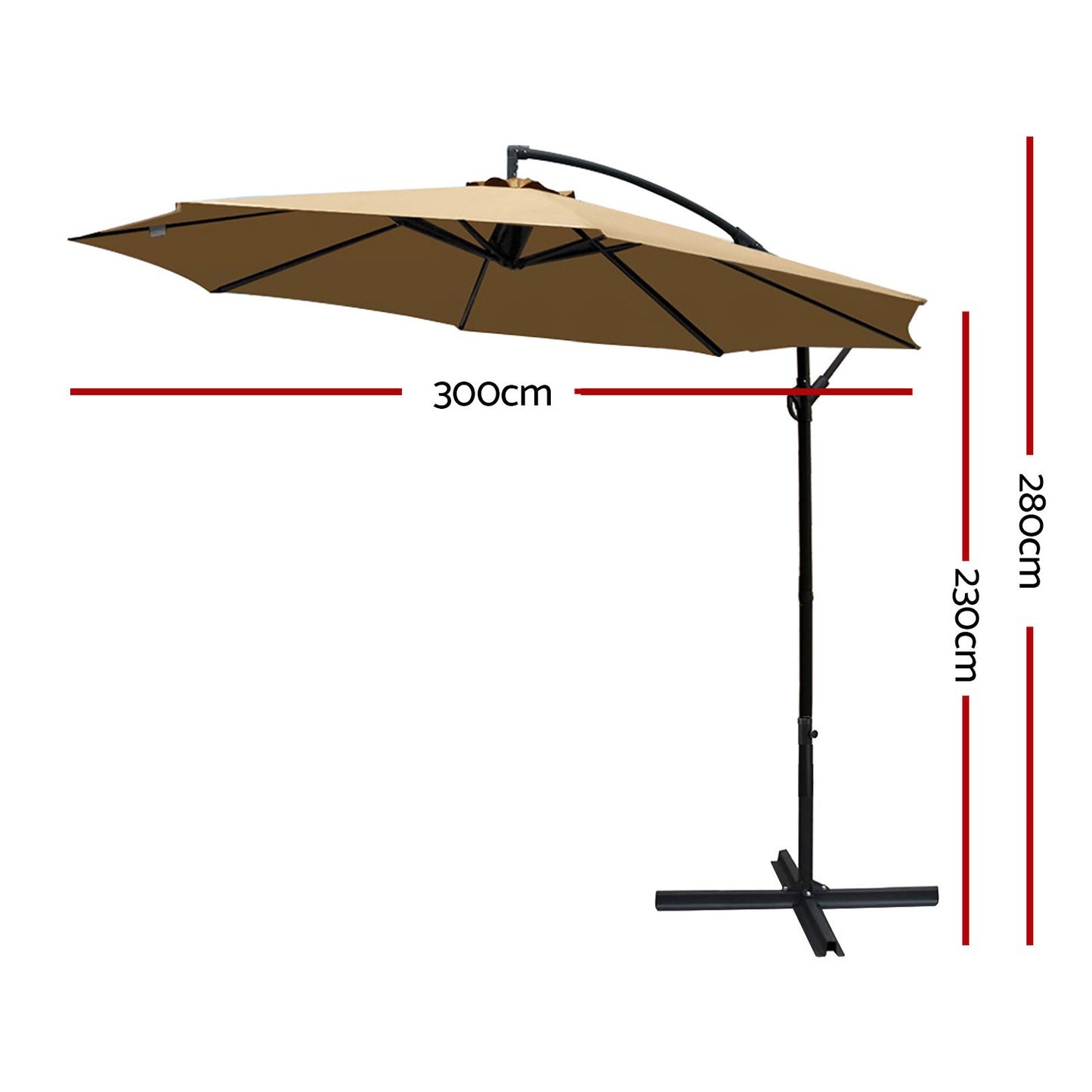 Cantilever Umbrella | Outdoor Patio Deck Beach | Instahut | 3m | Beige