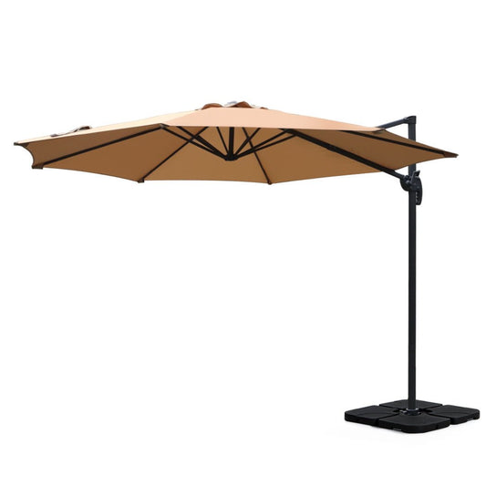 Cantilever Umbrella | 360 Degree Rotation | Large Square Base | Instahut | Roma | 3m | Beige